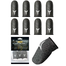 8 Pack Gaming Finger Sleeves for Mobile Gaming, 0.3mm Silver Fiber, Smooth Op...
