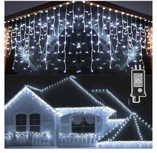96 960LED Xmas Fairy Icicle Curtain Lights Christmas Lamp Party In/Outdoor Decor