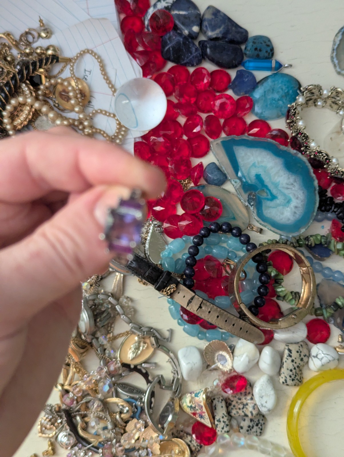 Purple Rectangular Studded Rhinestone Ring - image 15