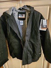 Berne FRHJ01 Flame-Resistant Duck Hooded Jacket for Men - Black Large, NWT