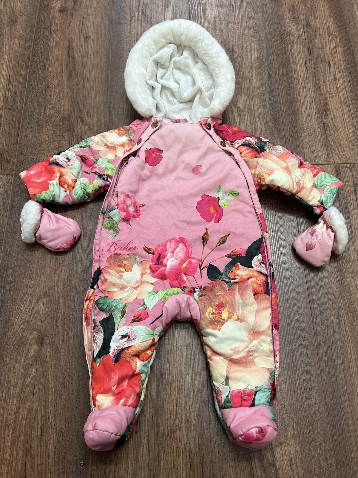Ted Baker Baby Girls Snowsuit Age 3 6 Months Cute Floral Rose Gold