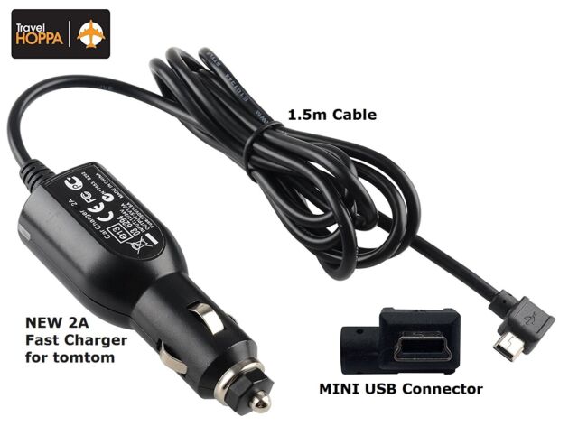 Mini USB 2Am P Rapide Chargeur Voiture Câble pour TomTom Go Live Début Motard XL