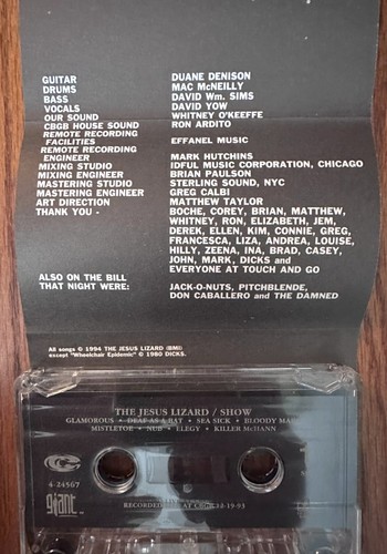 The Jesus Lizard Starter Pack, 3 Cassettes (Lash, Show, Blue) & "Puss" CD Single - Picture 13 of 15