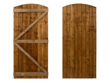 Wooden Side Gate Garden Entry Fence Arch Top Brown