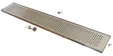 Draft Beer Drip Trap 50" x 8" w/ S.S. Grill & 4" Metal Drain - DTW-50SS