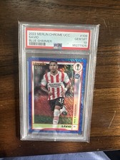 2023 Topps Merlin Savio Blue Shimmer RC /75 #109 PSV Eindhoven PSA 10 Rookie