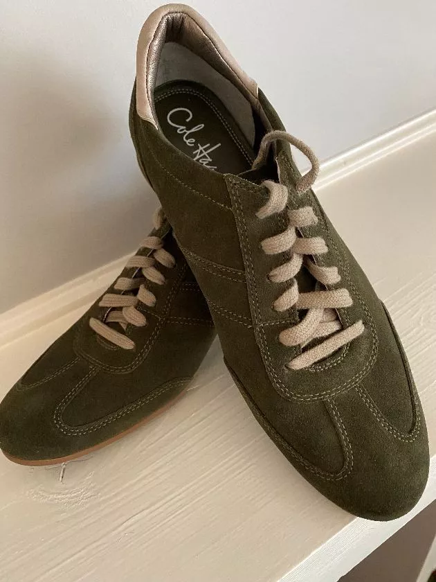 COLE HAAN NIKEAIR WOMENS SNEAKERS 7.5B Moss Green Suede -NEW W/Tag &amp; Shoe Bag eBay