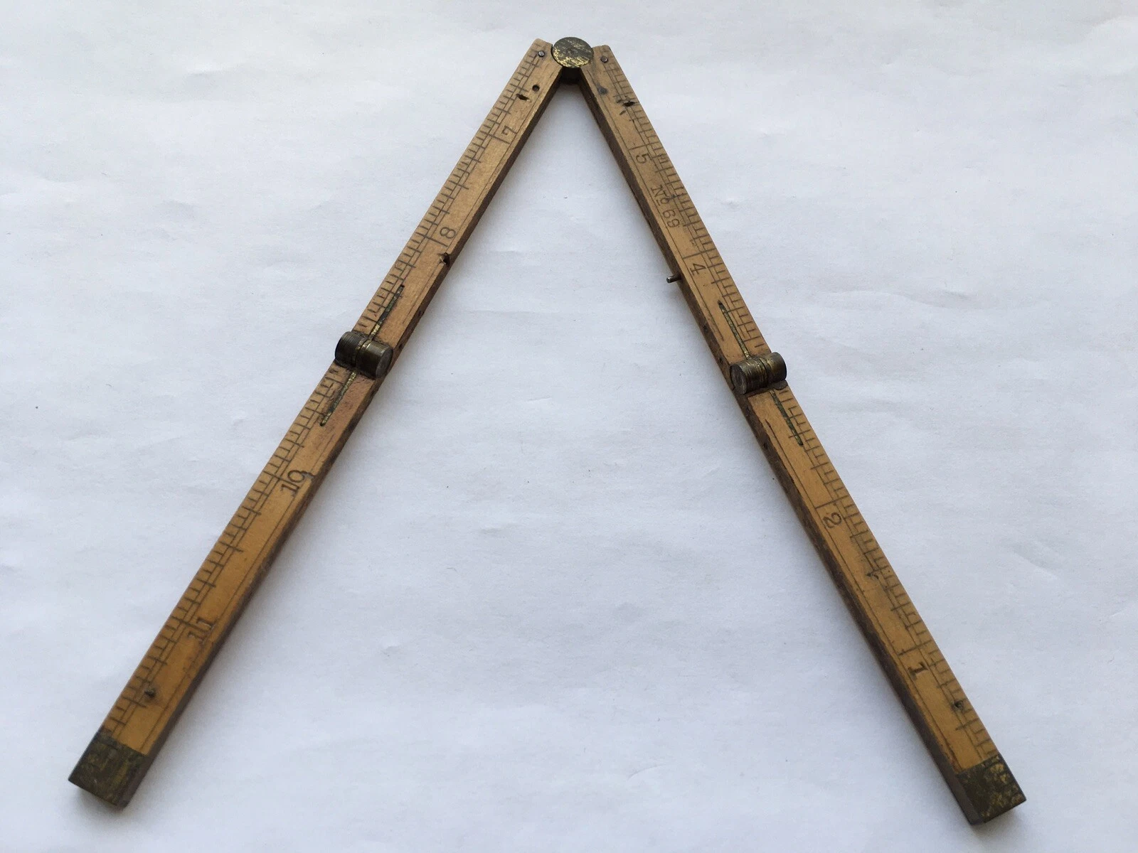 c1920s-30s VINTAGE No69 BOXWOOD 12” FOLDING RULER