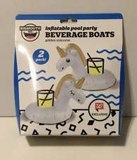 Big Mouth 2 Inflatable BEVERAGE BOATS Pool Party Golden UNICORNS NEW in Box