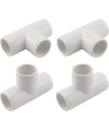 1'' PVC Tee, 6 Pcs 3 Way Elbow Connector Furniture Grade PVC Tee Elbow, White