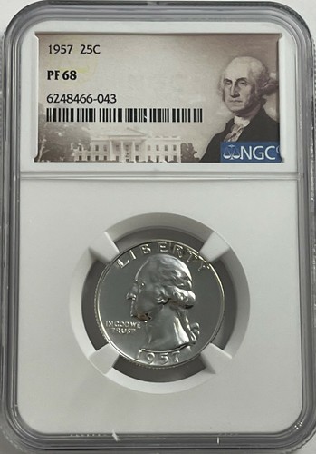 1957 NGC PF68 Silver Proof Washington Quarter 25c Portrait - Picture 3 of 3