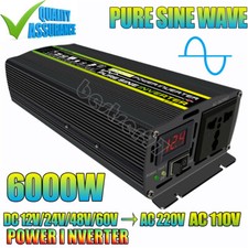 6000W Car Power Inverter DC 12V 24V 48V to AC 110V 220V Converter Charger Outlet