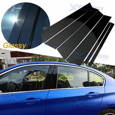 Black Pillar Posts for BMW 5-Series 11-17 (4dr) F10 6pc Set Door Trim Cover Kit