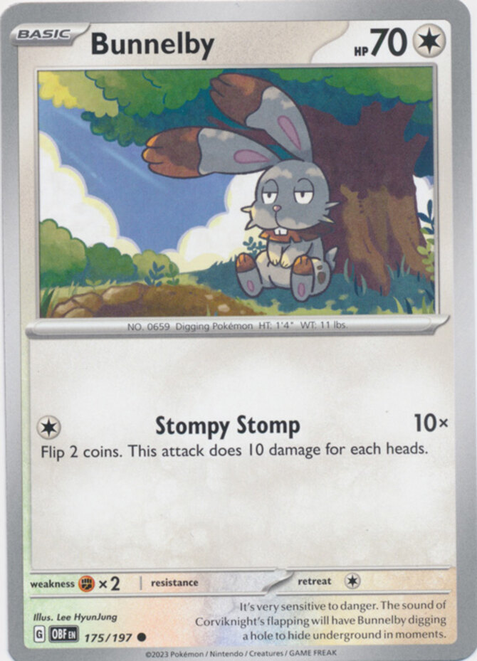 Pokemon Bunnelby - 175/197 - Common NM-Mint Obsidian Flames