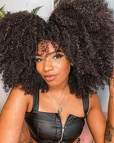 Moda Pelucas Completas Cortas Rizadas Afro Rizadas Negras para Mujeres Negras Fecha Diaria Fiesta  Foto 4 de 4