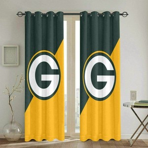 Green Bay Packers Blackout Curtain 2 Panels Living Room Window Drapes Home Decor Ebay