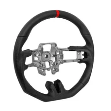 ACCELATEC Steering Wheel Black Leather Perforated Red Stripe Mustang 2015-2017