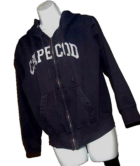 CAPE COD Zip-Up Navy Blue Hoodie Large Logo Jacket  Sz S