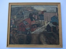 Industrial Factory Town Painting Wpa American Impressionism Regionalism Old
