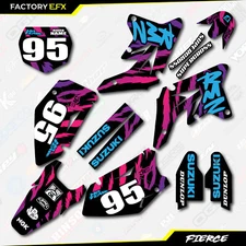 Black & Blue Retro Fierce Racing Graphics Kit fits 07-09 Suzuki RMZ250 RMZ 250