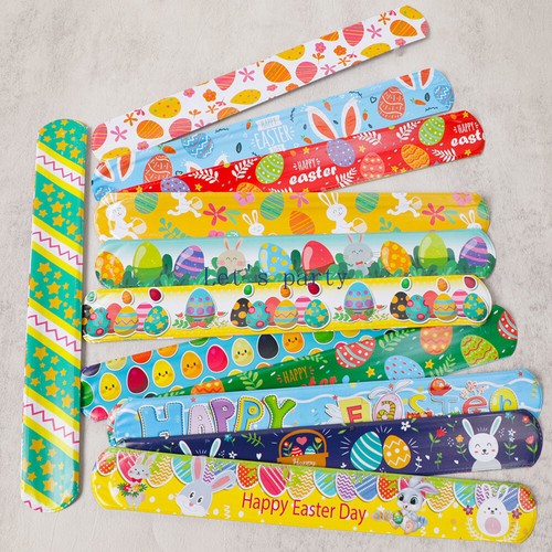 12Pcs Happy Easter Theme Slap Bracelets Eggs Bunny Rabbit Wristband Toy for Kids - Picture 2 of 7