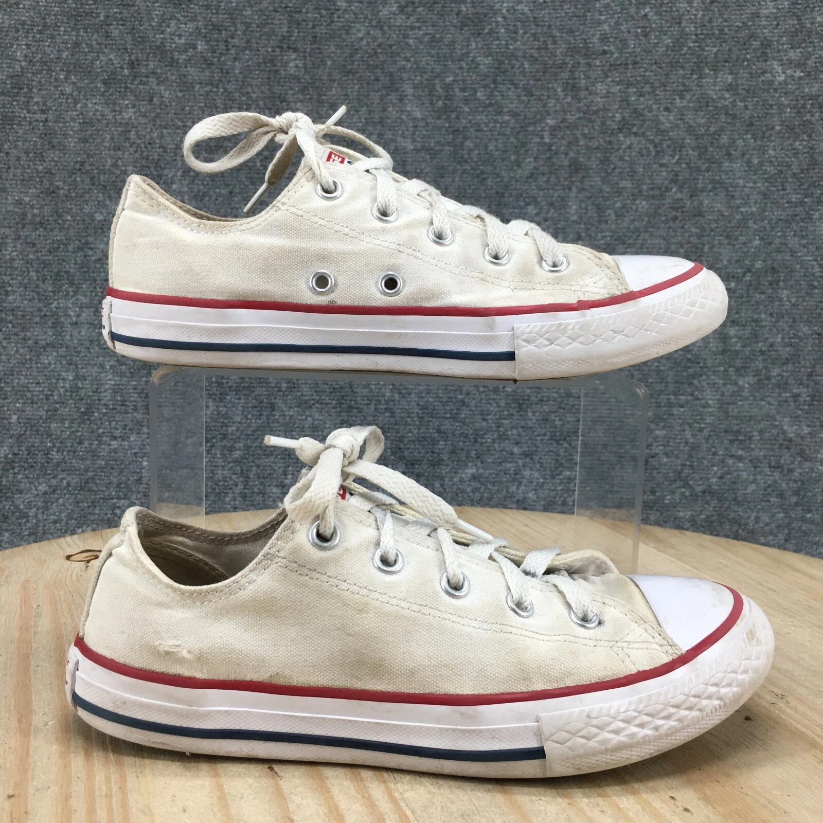 Scarpe Converse Gioventù 2 Ragazzi Chuck Taylor All Star Ox Sneakers 3J256 Tela Bianca