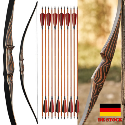 Bogenschießen 54'' Traditionelle Recurve Bogen 20-70lb Langbogen Holz Riser Jagd