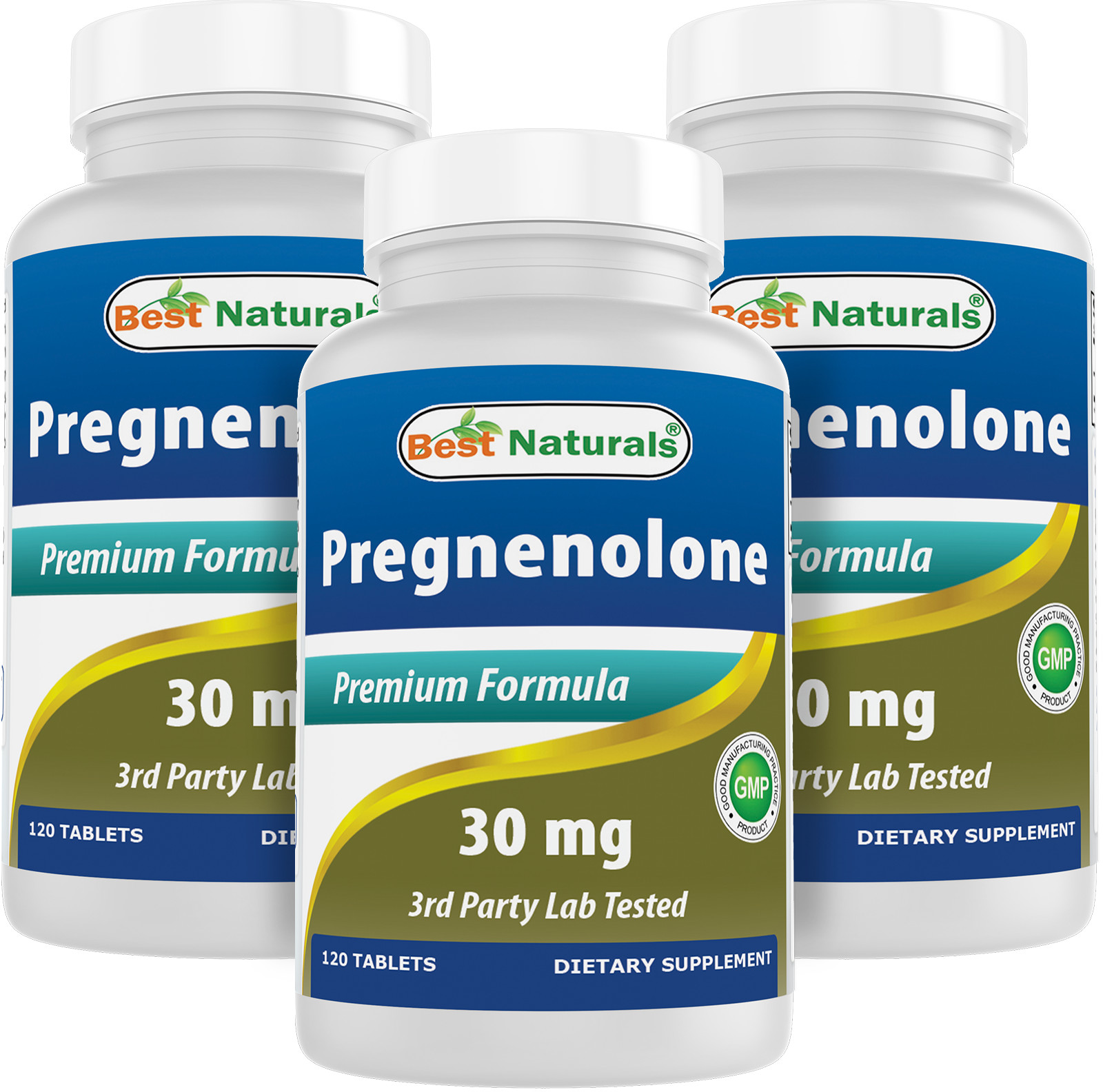 Pack de 3 Best Naturals Pregnenolone 30 mg 120 Comprimidos