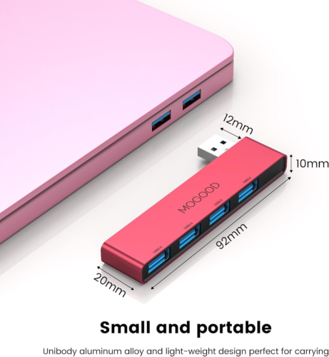 MOGOOD USB 3.0 Hub for Laptop with Red-Right Splitter Ports
