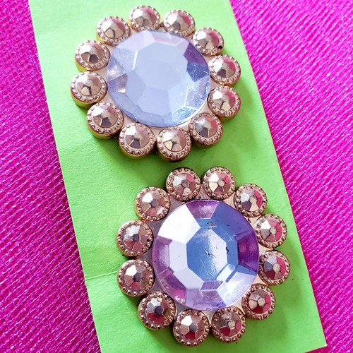 Vintage 3cm Clear Rhinestone Buttons Gold-Toned Surround Faceted Sewing Closures - Picture 3 of 5