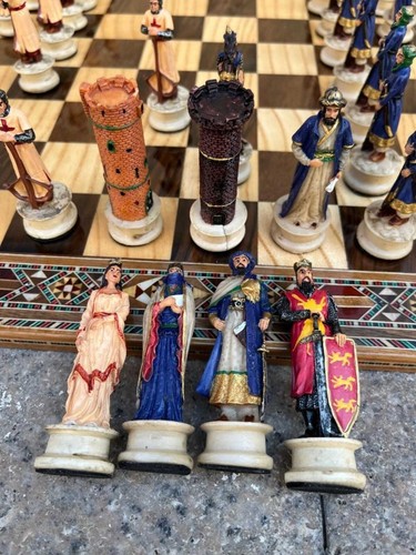 Luxury Crusaders Chess Sets Hand Painted Inlaid Chess Board / Christmas Gifts 🎁 - Picture 11 of 12