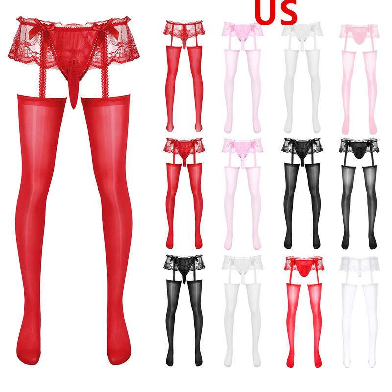 DE Men's Sissy Skirt Panties Crossdress Lingerie Nylon Spandex Hosiery Underwear