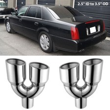 For Cadillac Cts Dts Deville Eldorado 2.5 In Dual Exhaust Pipe Tip Quad Wall