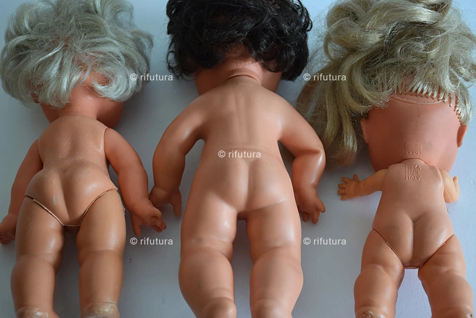 Lotto bambole vintage plastica Cacio nella Pera+3 Mini Furga h15/30/21/23cm-1Q5 - Immagine 3 di 4