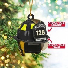 Personalized Firefighter Helmet Ornament, Firefighter Christmas Ornament, Firefi