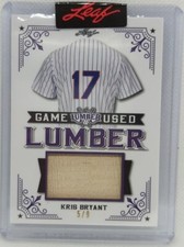 KRIS BRYANT 2021 Leaf Lumber JUMBO Game Used BAT Relic Patch SP #/9 Cubs Rockies