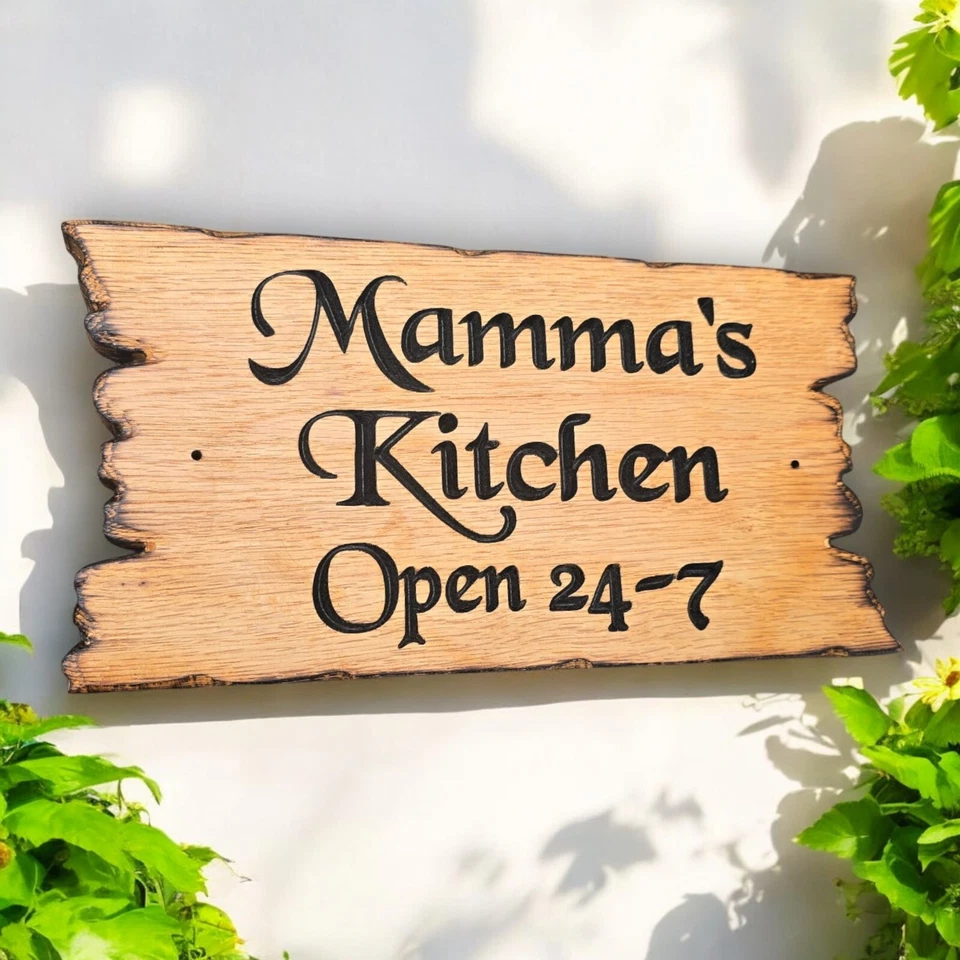 Personalised  Carved Oak Wooden Home House Number Name Sign Plaque Outdoor Old  - Image 3 of 4