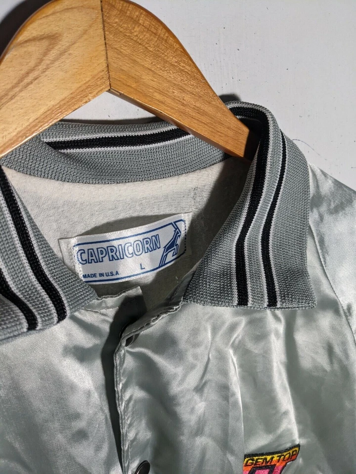 Chaqueta cortavientos vintage GT Gem Top satinado talla L chaqueta abotonada Foto 4 de 4