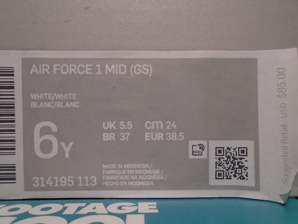 2021 NIKE AIR FORCE 1 MID GS AF1 TRIPLE WHITE 314195-113 6Y 6 | eBay