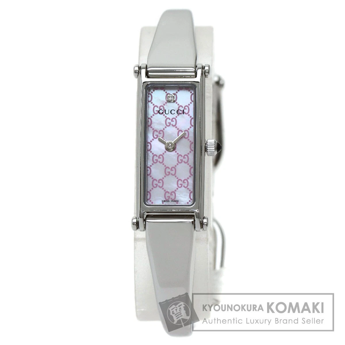 Montre Gucci 1500L cadran carré 1P diamant acier inoxydable SS femme s occasion