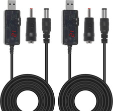 2Pack DC 5V to DC 12V 9V USB Voltage Step up Converter Cable Power Supply USB Ca