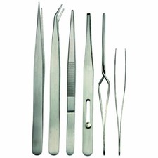 6 Piece Tweezer Stainless Steel Tool Crafts Anit-Static Beading Flat Tapered