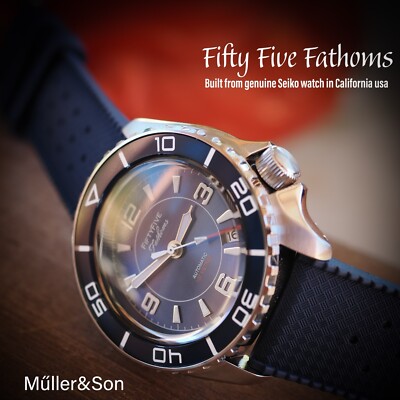 Müller&Son Watch [Blue Mod 2] made from Seiko SRPK97 Fifty Five 