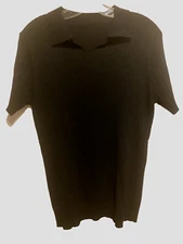 Unbranded Men’s Medium Collared V-neck Shirt Black Ribbed Knit NWOT