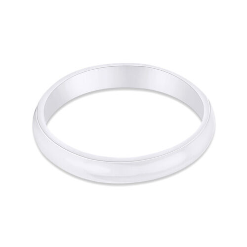 10K White Gold Wedding Band Womens 3MM Flat High Polished Plain Ring - Picture 2 of 3