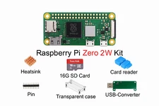 Raspberry Pi Zero 2W Kit  Heatsink Transparent Case USB Convert