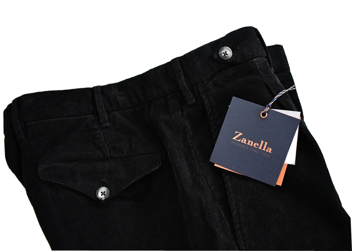NEW ZANELLA *WILL/WM* Black COTTON Blend CORDUROY Pants NEW ZANELLA *WILL/WM* Black COTTON Blend CORDUROY Pants