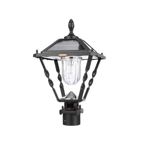 Spiral Frame Single Black Modern Outdoor Solar Warm White LED Post Light with 3