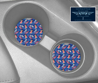 LILO & STITCH SURF CLUB BLUE DISNEY INSPIRED RUBBER CAR COASTERS SET OF 2 