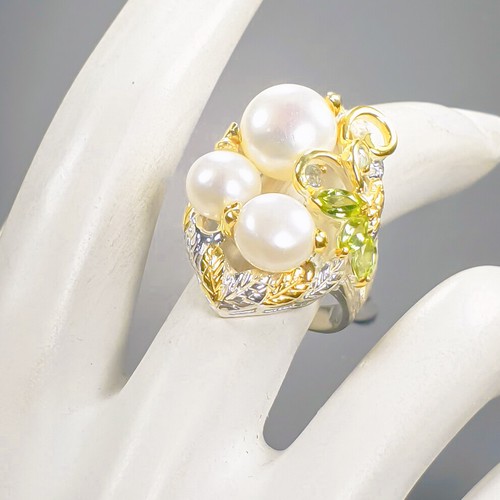 Natural Not Enhanced Pearl Ring 925 Sterling Silver Size 7 /B-R1020 - Picture 3 of 5